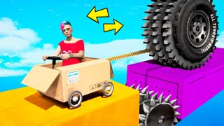 СМОЖЕТ ЛИ БОМЖ МАШИНА ПЕРЕТЯНУТЬ ГИГАНТСКОЕ КОЛЕСО С ПИЛАМИ ? ПЕРЕТЯГИВАНИЕ КАНАТА В ГТА 5